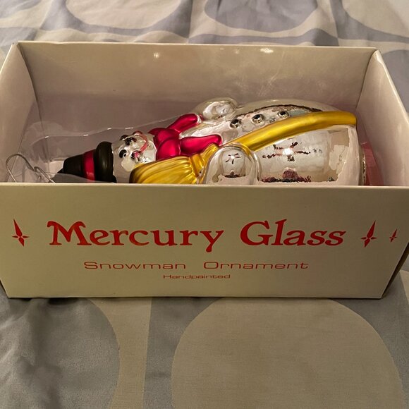 Vintage Department 56 Mercury Glass Snowman Holiday Christmas Ornament - Picture 3 of 4